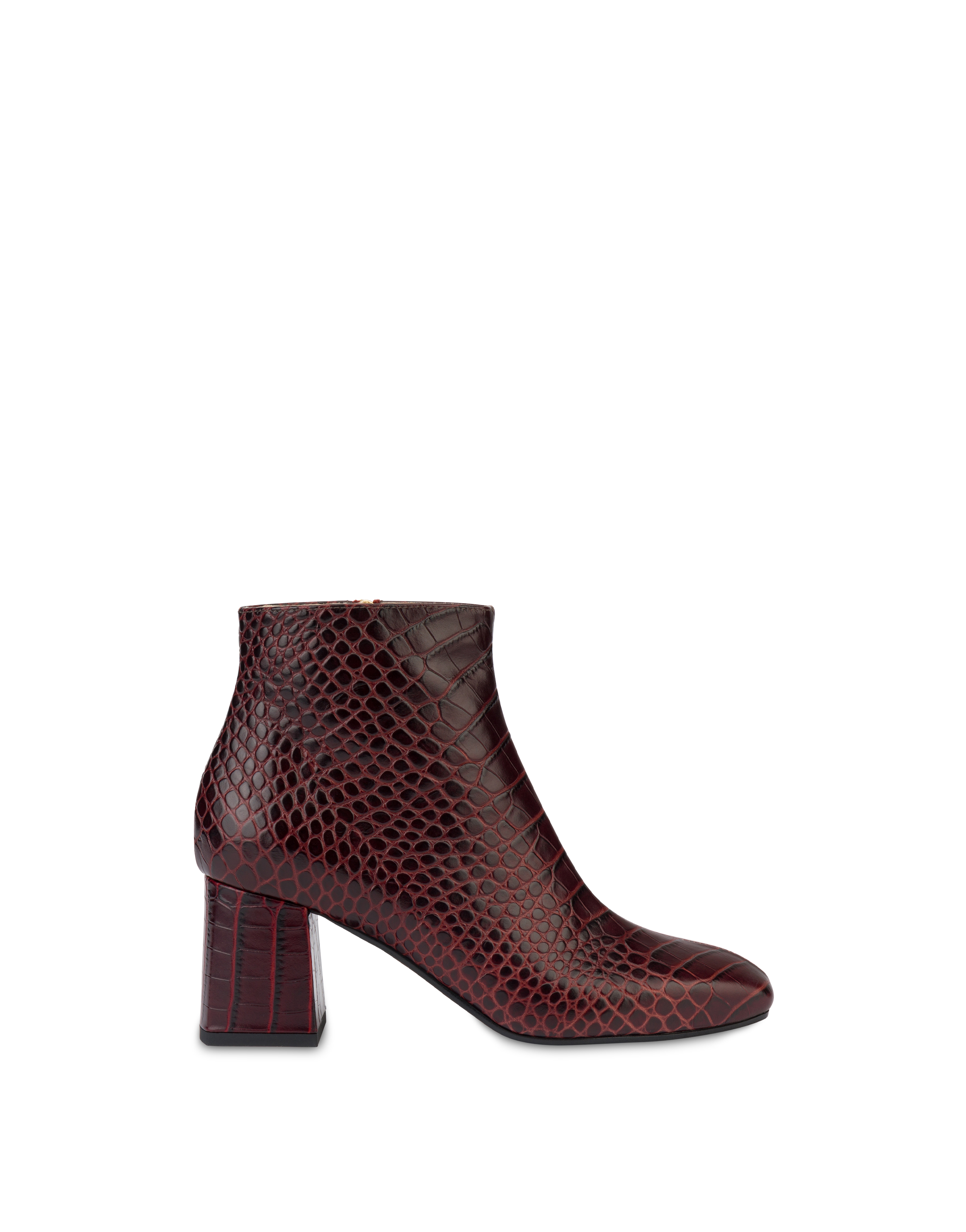 crocodile print ankle boots