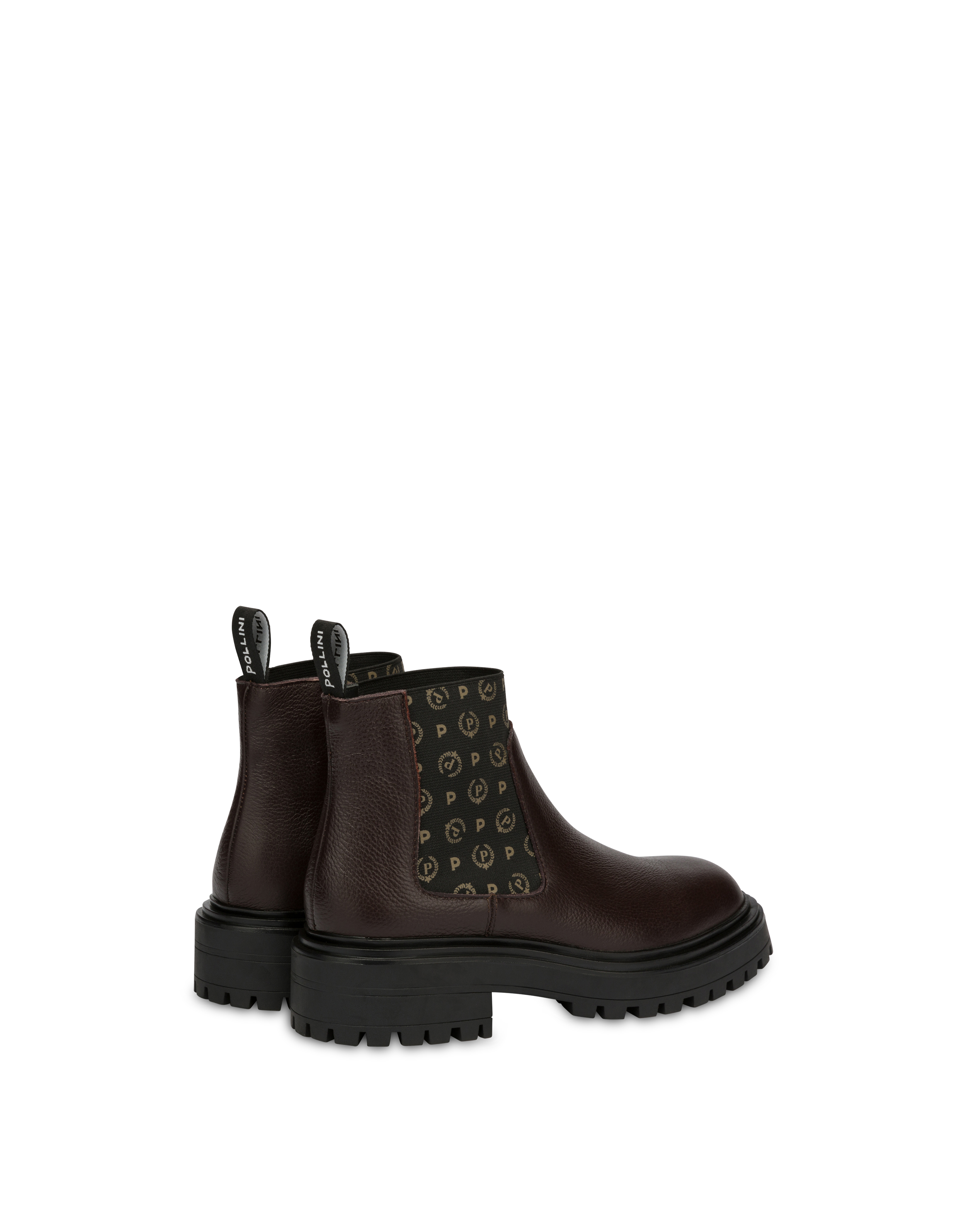 Beatles calf Heritage Logo BLACK/DARK BROWN woman - Pollini Boutique - POLLINI Online Boutique