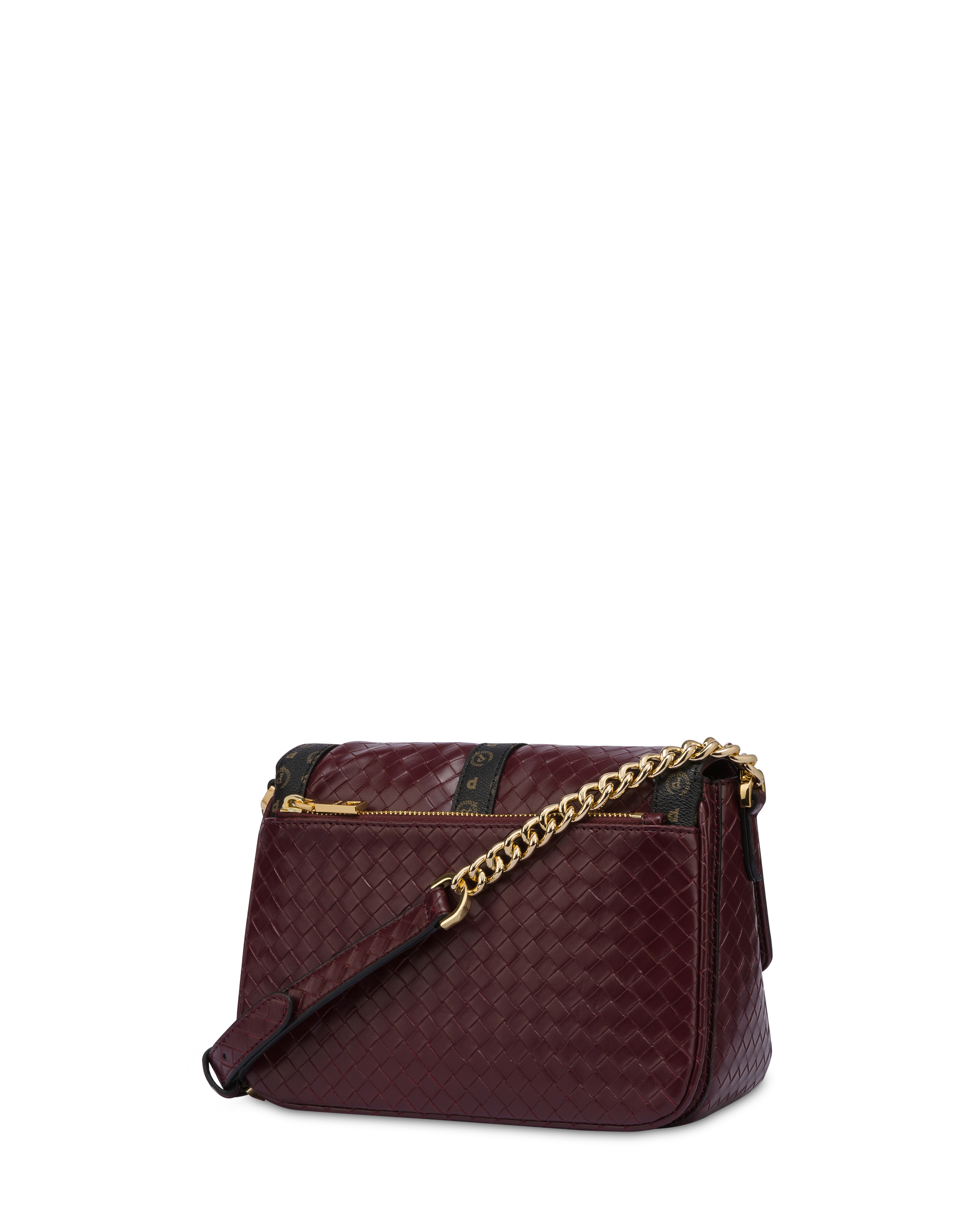 Borsa a tracolla stampa intreccio Royal Laurel BORDEAUX NERO donna