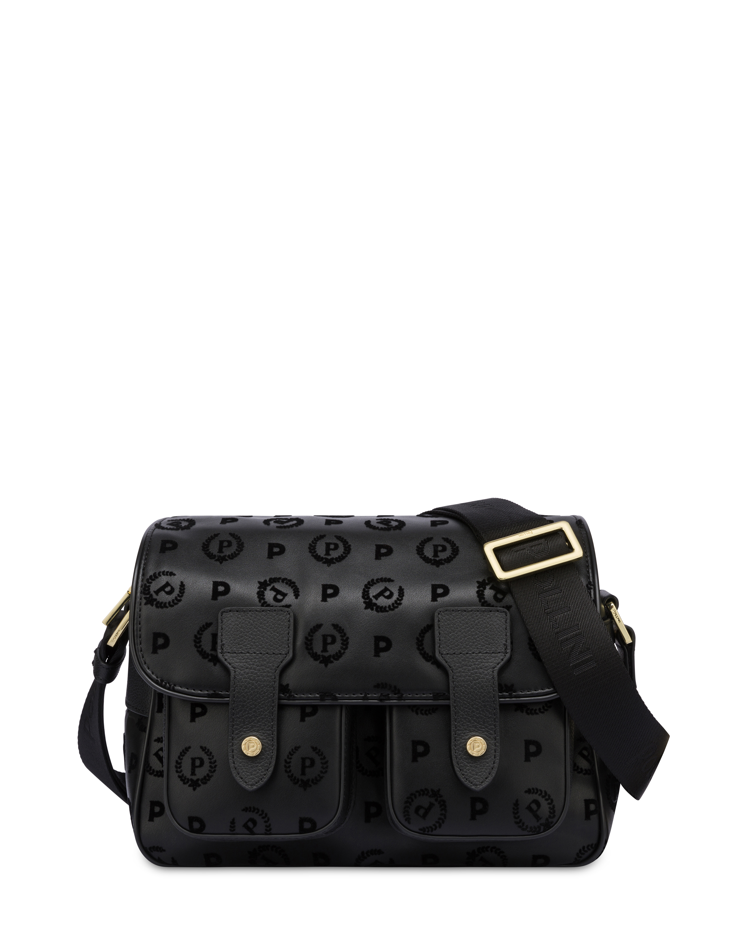 Heritage Flock Messenger Bag Black/black | Pollini Heritage Flock Messenger Bag Black/black | Pollini
