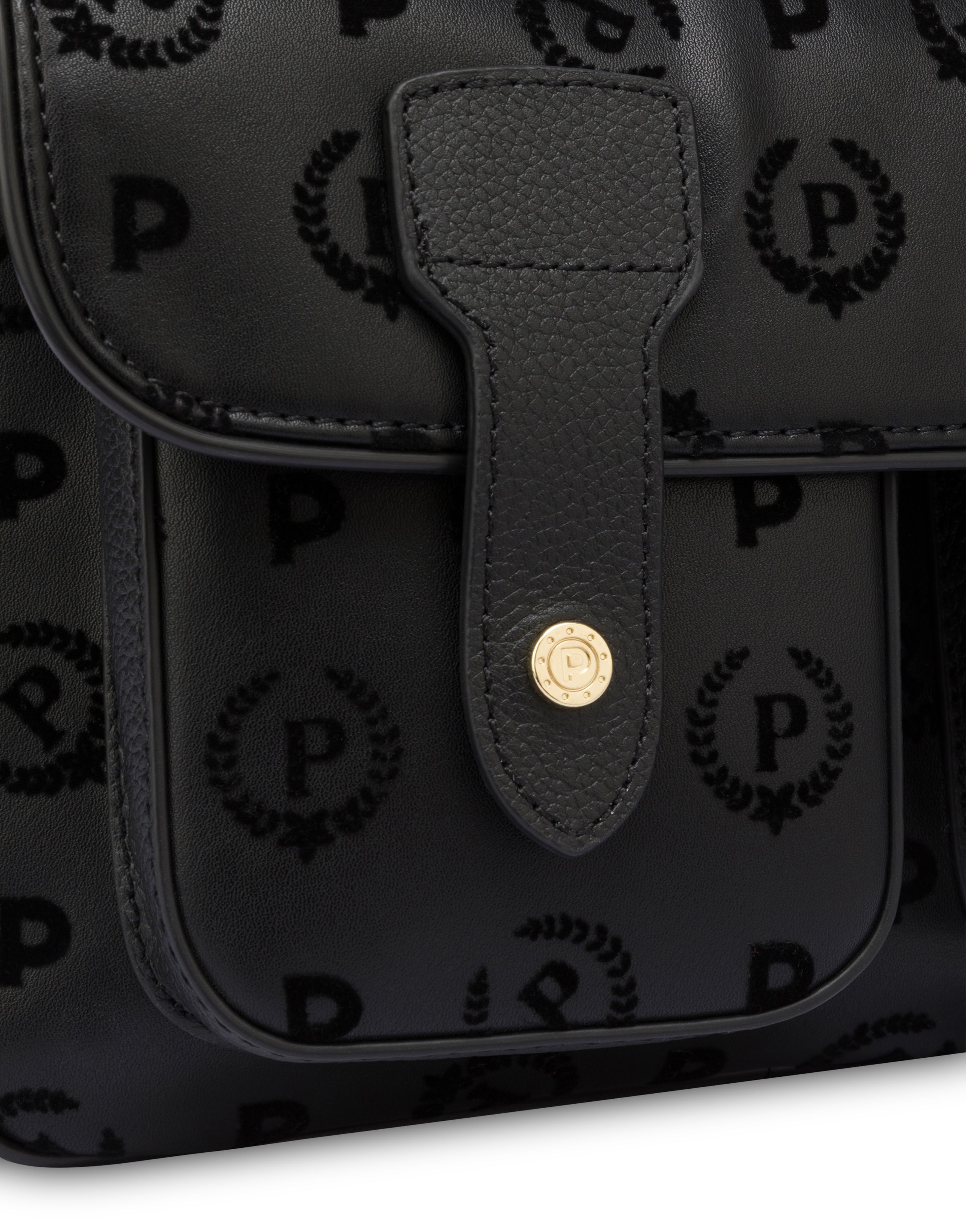 Heritage Flock Messenger Bag Black/black | Pollini Heritage Flock Messenger Bag Black/black | Pollini