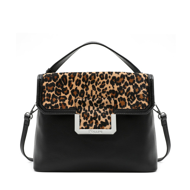 Handbag Black Leopard Woman Fw18 Pollini Online Boutique Handbag Photo 1