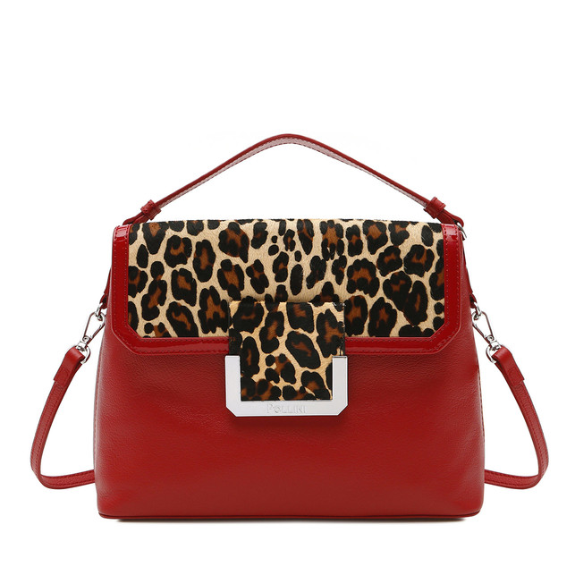 Handbag Red Leopard Woman Fw18 Pollini Online Boutique Handbag Photo 1