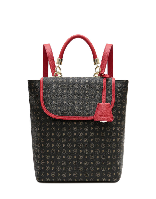 Zaino Heritage Logo Classic Nero lacca Pollini