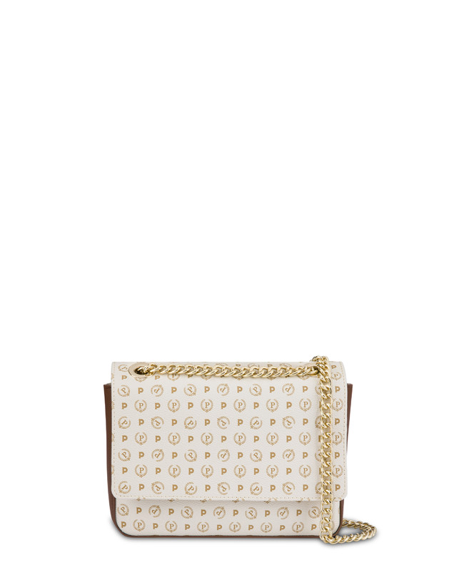 Pollini Borsa A Spalla Con Catena Heritage Logo Classic Avorio/marrone