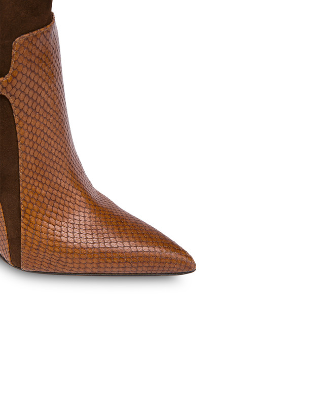 Arco suede leather and python print leather boots Photo 5
