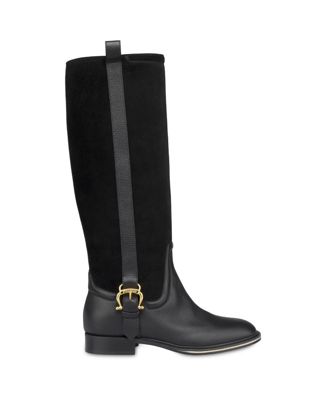 Buckle Notes calfskin and crosta suede riding boots Photo 1