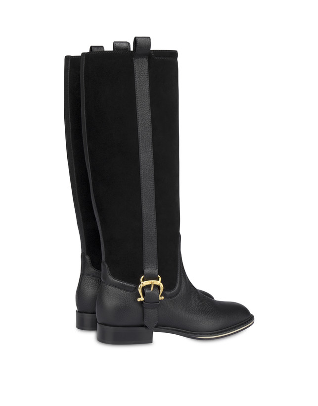 Buckle Notes calfskin and crosta suede riding boots Photo 3