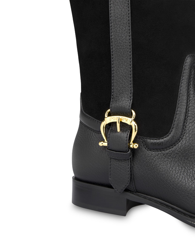 Buckle Notes calfskin and crosta suede riding boots Photo 4