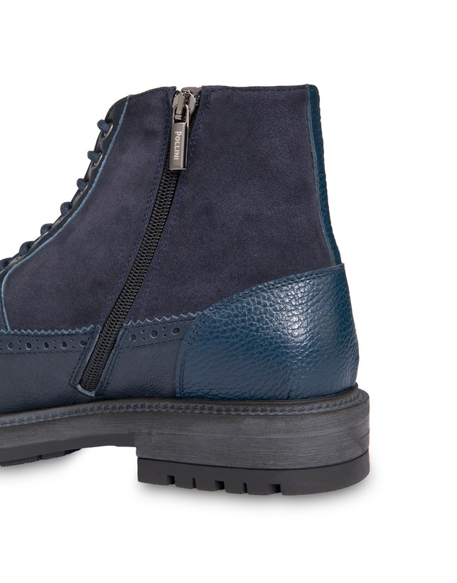 Split leather and kidskin lace-up ankle boots with zipper Photo 5