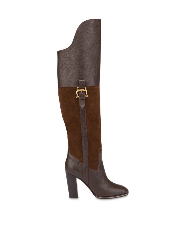 High boots in suede and Cabiria Buckle calfskin Photo 1
