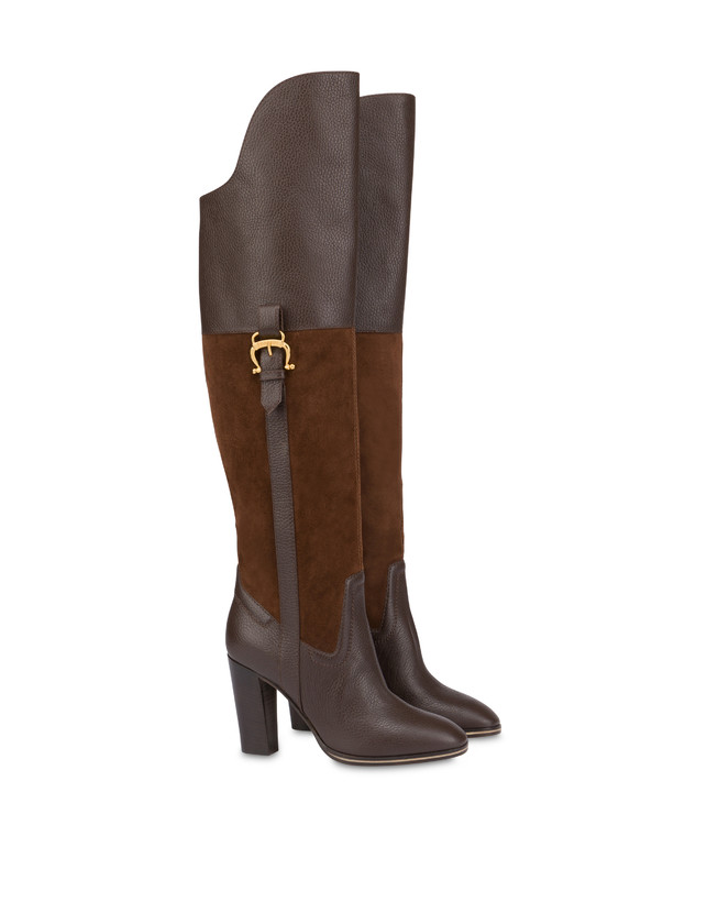 High boots in suede and Cabiria Buckle calfskin Photo 2