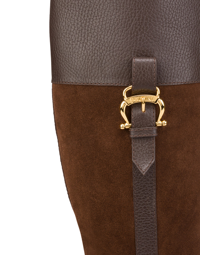 High boots in suede and Cabiria Buckle calfskin Photo 5
