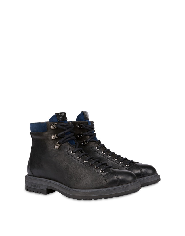 Climber combat boots in crust leather and kidskin Photo 2