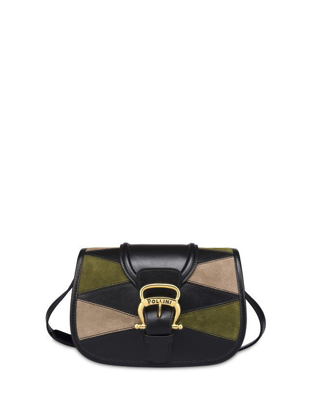 Borsa a tracolla patchwork in crosta e vitello Cabiria Buckle Photo 1