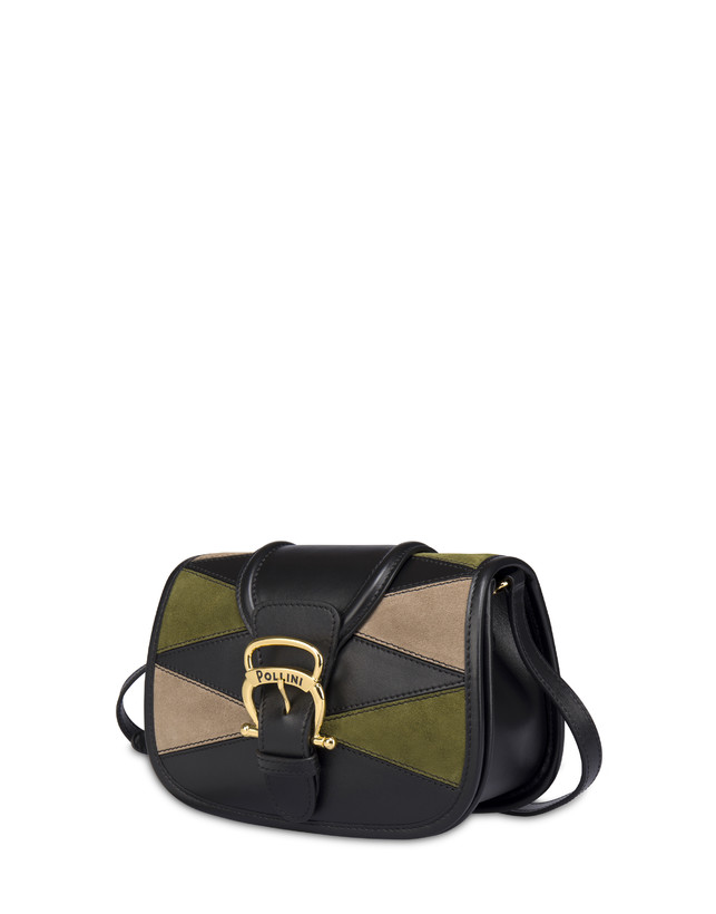 Borsa a tracolla patchwork in crosta e vitello Cabiria Buckle Photo 2
