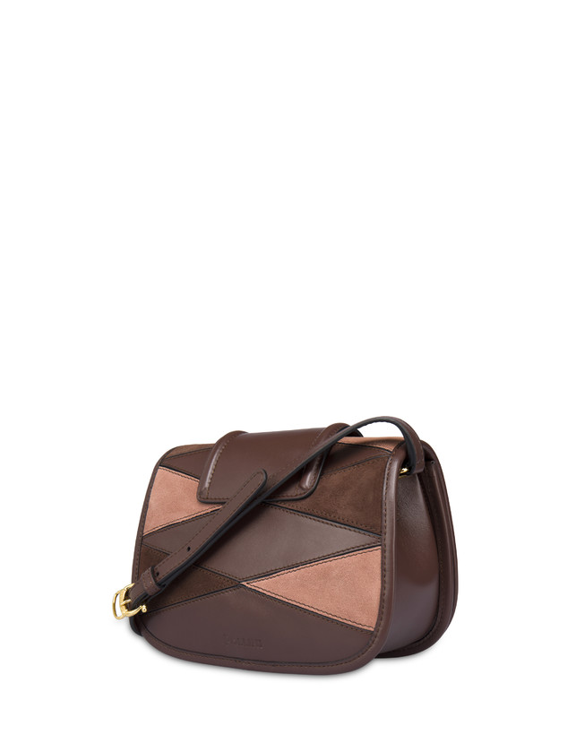 Borsa a tracolla patchwork in crosta e vitello Cabiria Buckle Photo 3