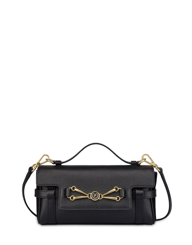 Borsa a spalla in vitello bottalato nero Giulietta Clamp Photo 1