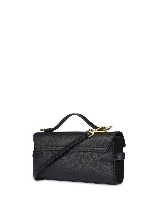 Borsa a spalla in vitello bottalato nero Giulietta Clamp Photo 3