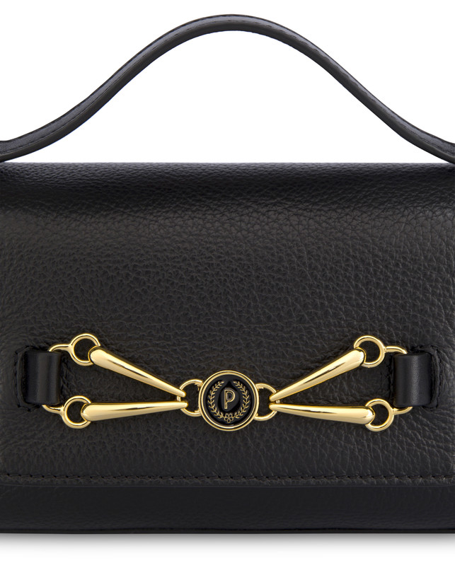 Borsa a spalla in vitello bottalato nero Giulietta Clamp Photo 5