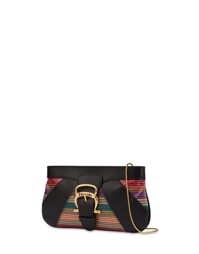 Pochette in vitello ed elaphe multirighe Photo 2
