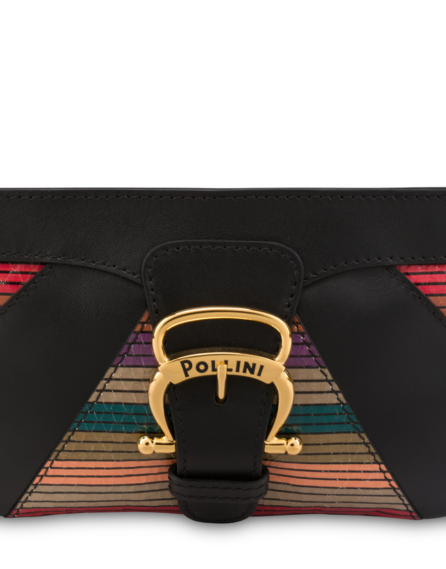 Pochette in vitello ed elaphe multirighe Photo 5
