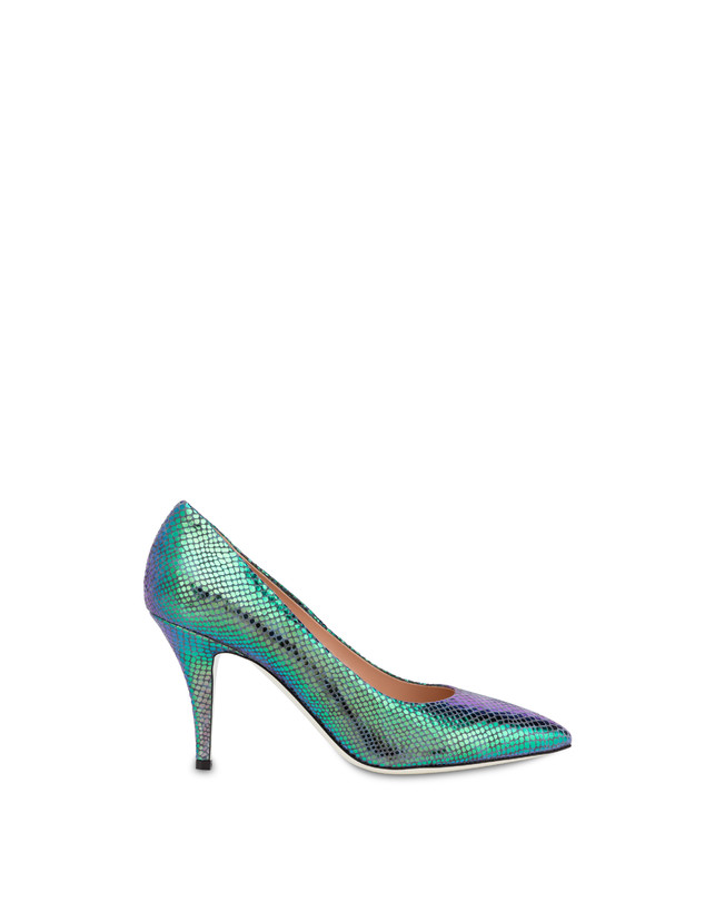Annabelle décolleté with iridescent python print Photo 1