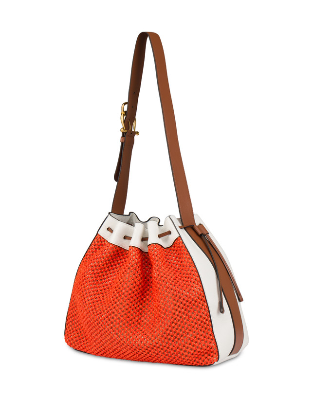 Aura bucket bag in raffia and calfskin Photo 2