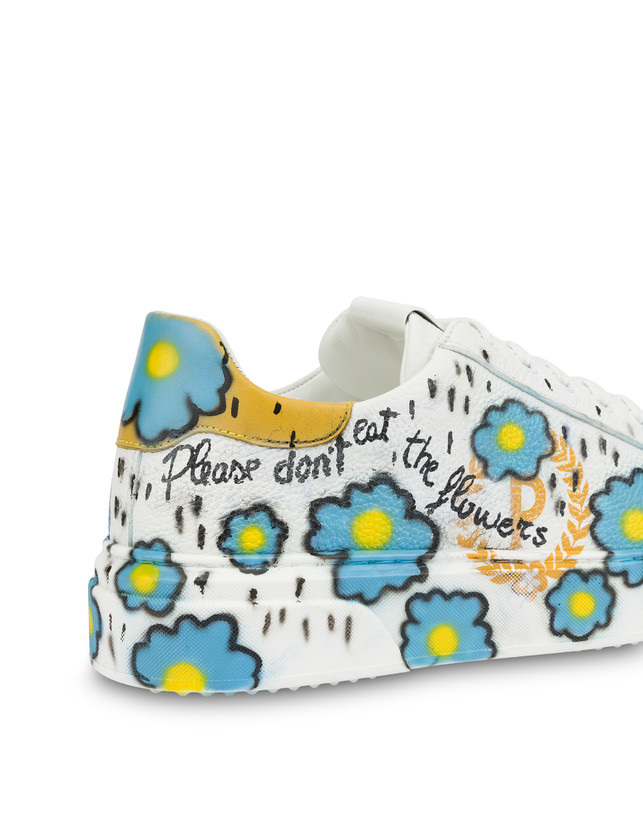 'Please don't eat the flowers' leather sneakers with floral print Photo 5
