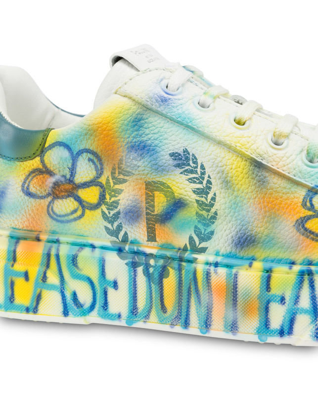 Leather sneakers with 'Please don't eat the flowers' written Photo 5