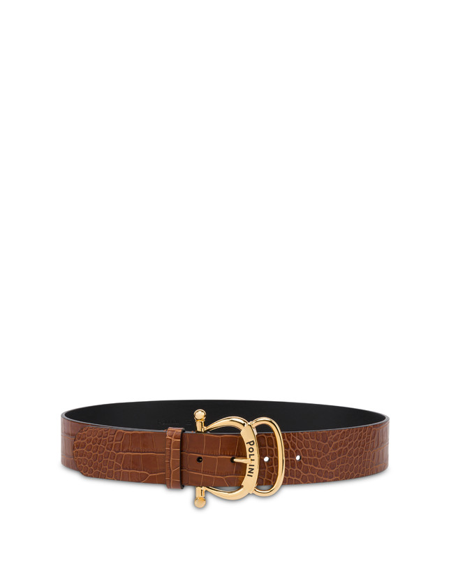 Croc-print calf leather belt Photo 1