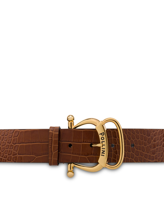 Croc-print calf leather belt Photo 3
