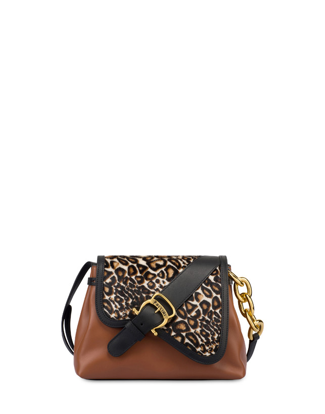 Borsa a spalla in vitello e cavallino Cabiria Buckle Photo 1