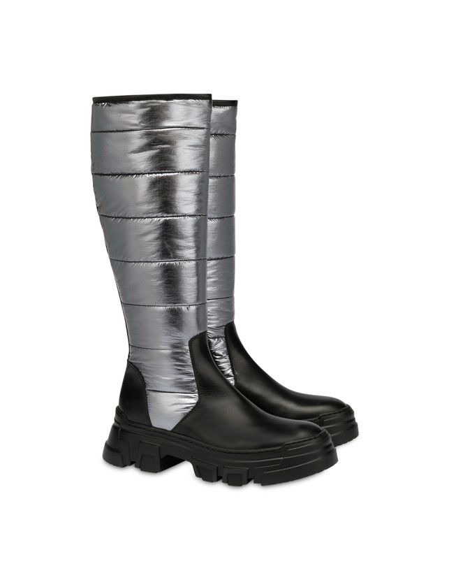 Boots in padded nylon and Shiny Tank calf leather Photo 2