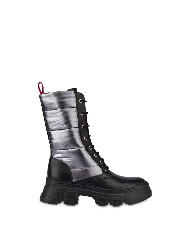 Shiny Tank ankle boots in padded nylon and calfskin leather Photo 1