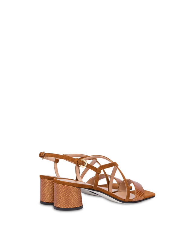 Corinto suede and laminated python sandals Photo 3