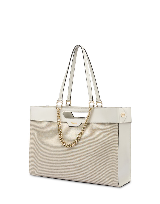 Shopping bag in vitello e canvas Maggie Photo 2