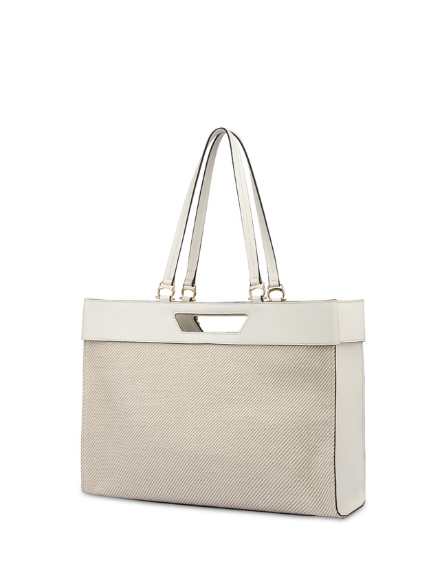 Shopping bag in vitello e canvas Maggie Photo 3