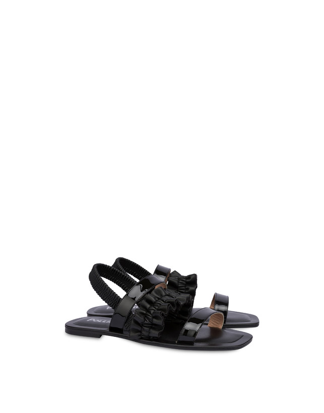 Plissé flat sandal in patent leather and nappa Photo 2