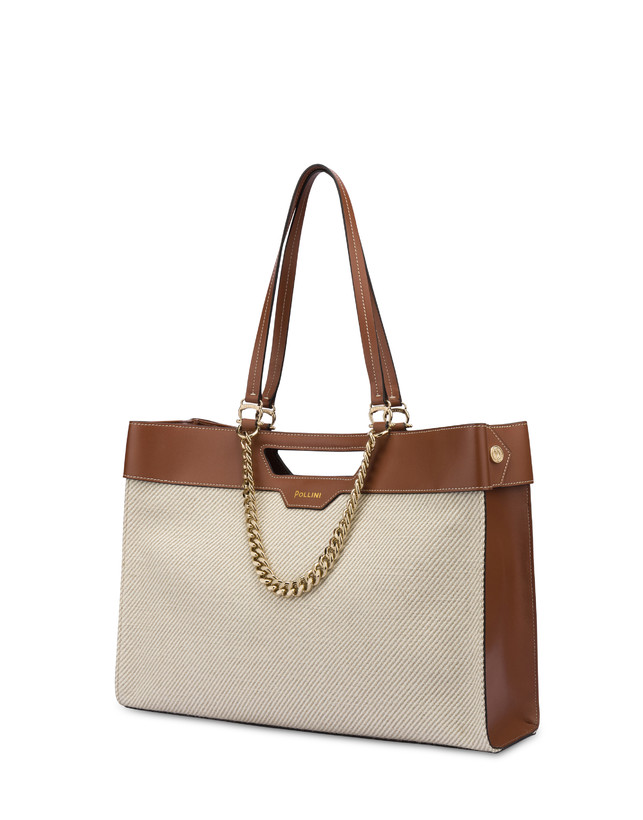 Shopping bag in vitello e canvas Maggie Photo 2