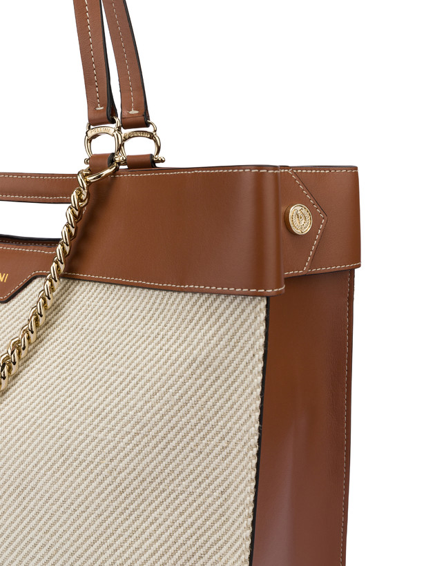 Shopping bag in vitello e canvas Maggie Photo 5
