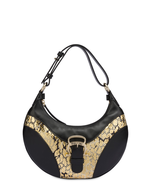 Borsa a spalla in vitello con stampa laminata Cabiria Buckle Photo 1