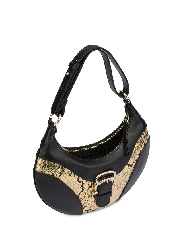 Borsa a spalla in vitello con stampa laminata Cabiria Buckle Photo 4