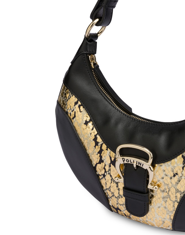 Borsa a spalla in vitello con stampa laminata Cabiria Buckle Photo 5
