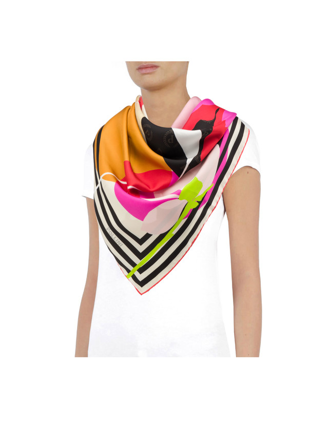Stripes & Flowers silk scarf Photo 1