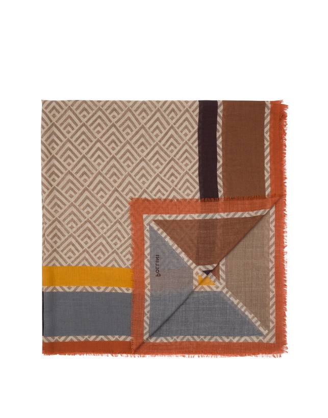 Deco' style wool and silk blend stole Photo 1