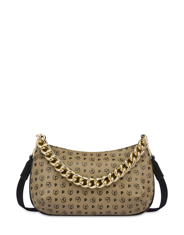 Pollini Borsa A Tracolla Con Catena Heritage Soft Touch Taupe/nero