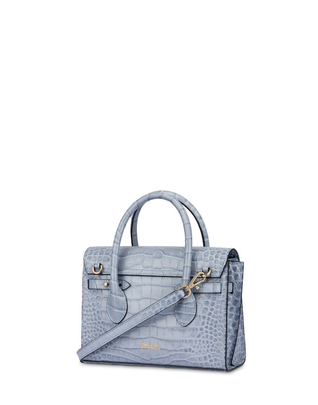 Essence double handle bag in crocodile-print calfskin Photo 3