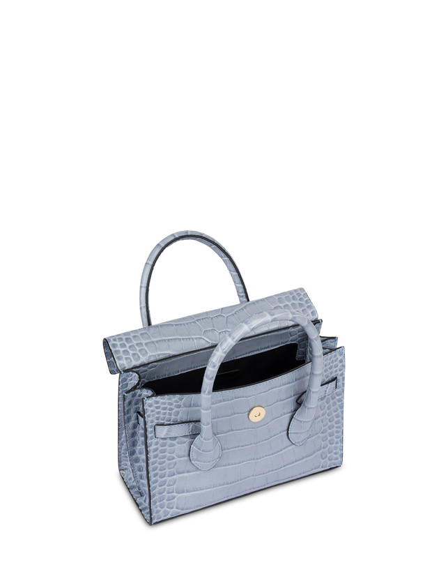 Essence double handle bag in crocodile-print calfskin Photo 4