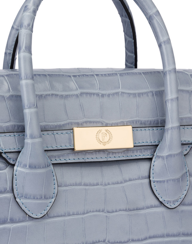 Essence double handle bag in crocodile-print calfskin Photo 5